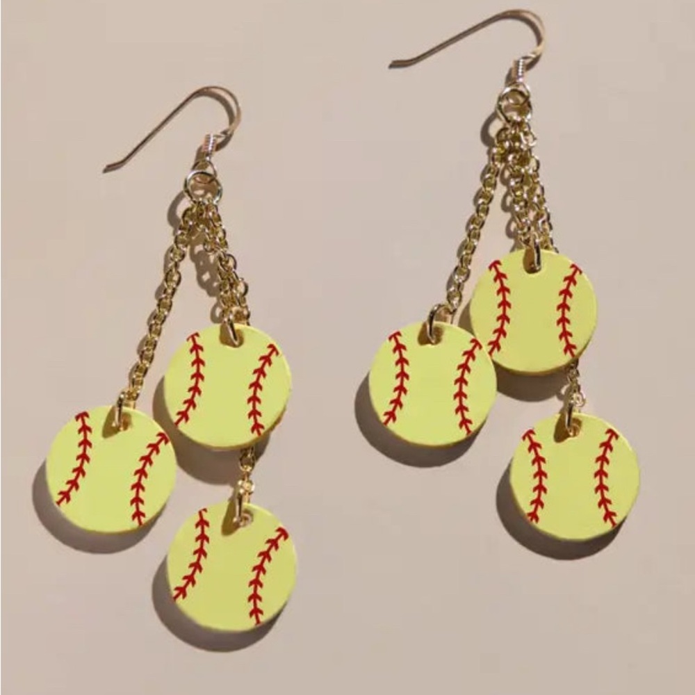 Softball Slugger Earring - Nickel & Suede
